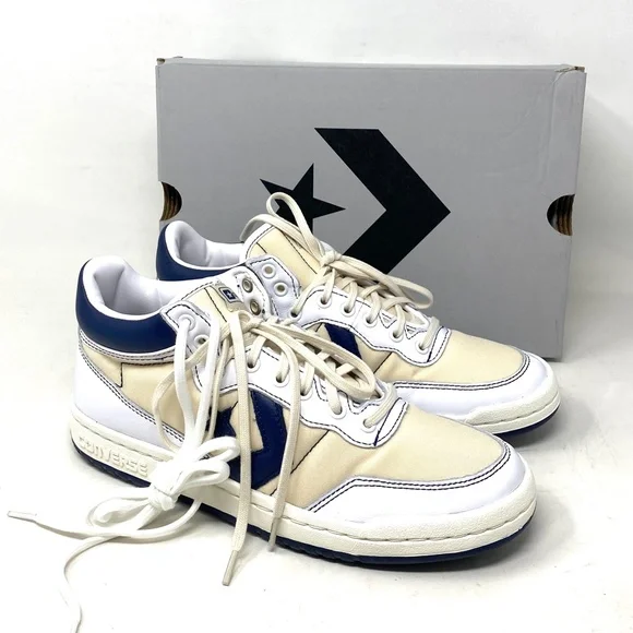 Converse Fastbreak Pro Women Sneakers Leather Mid Top Egret Navy Canvas A01703C - Picture 2 of 10